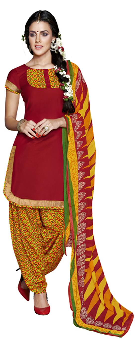 

Florence Maroon Cotton Semi Stitched Suit
