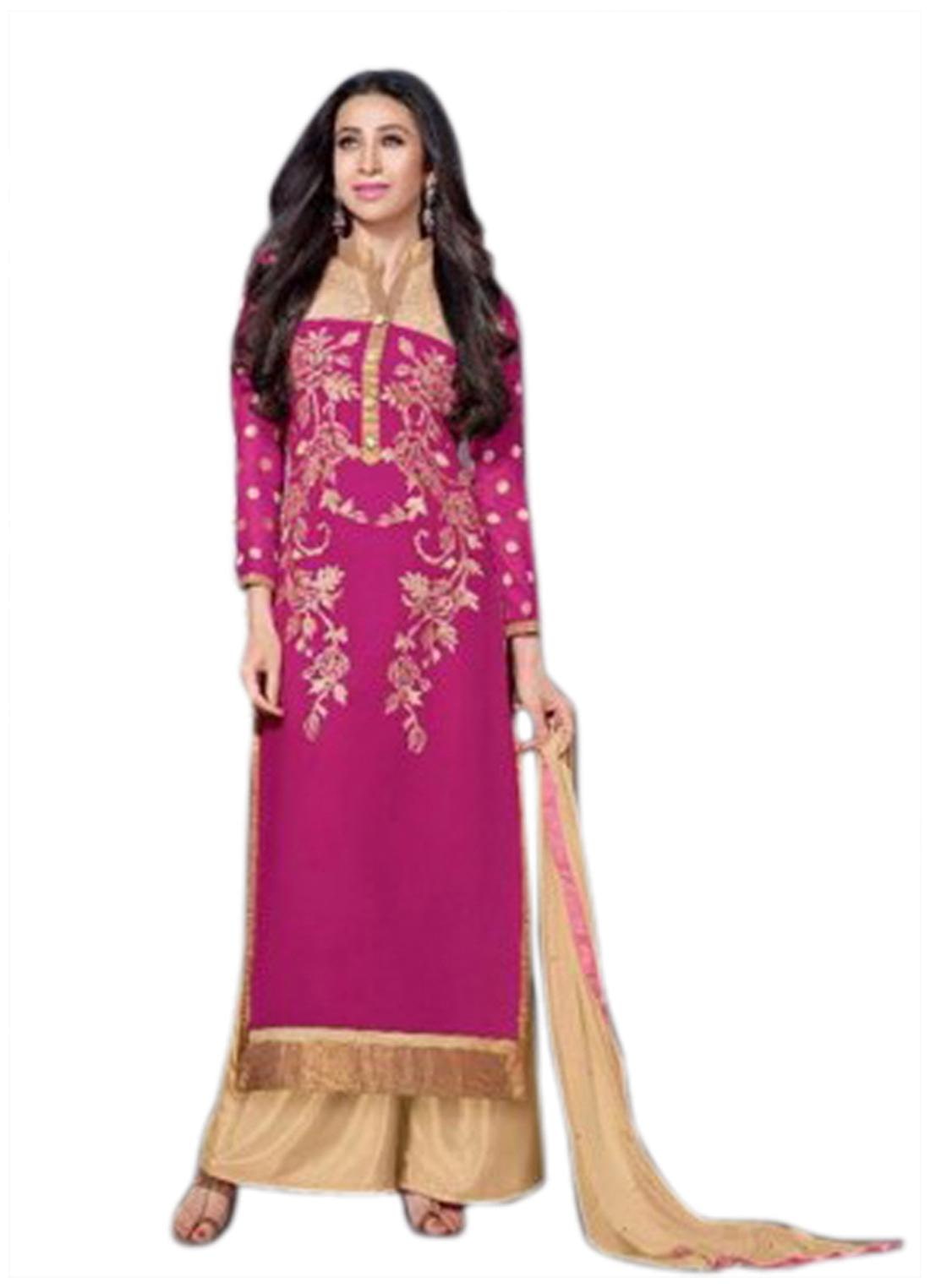 

Florence Pink Georgette Semi Stitched Suit