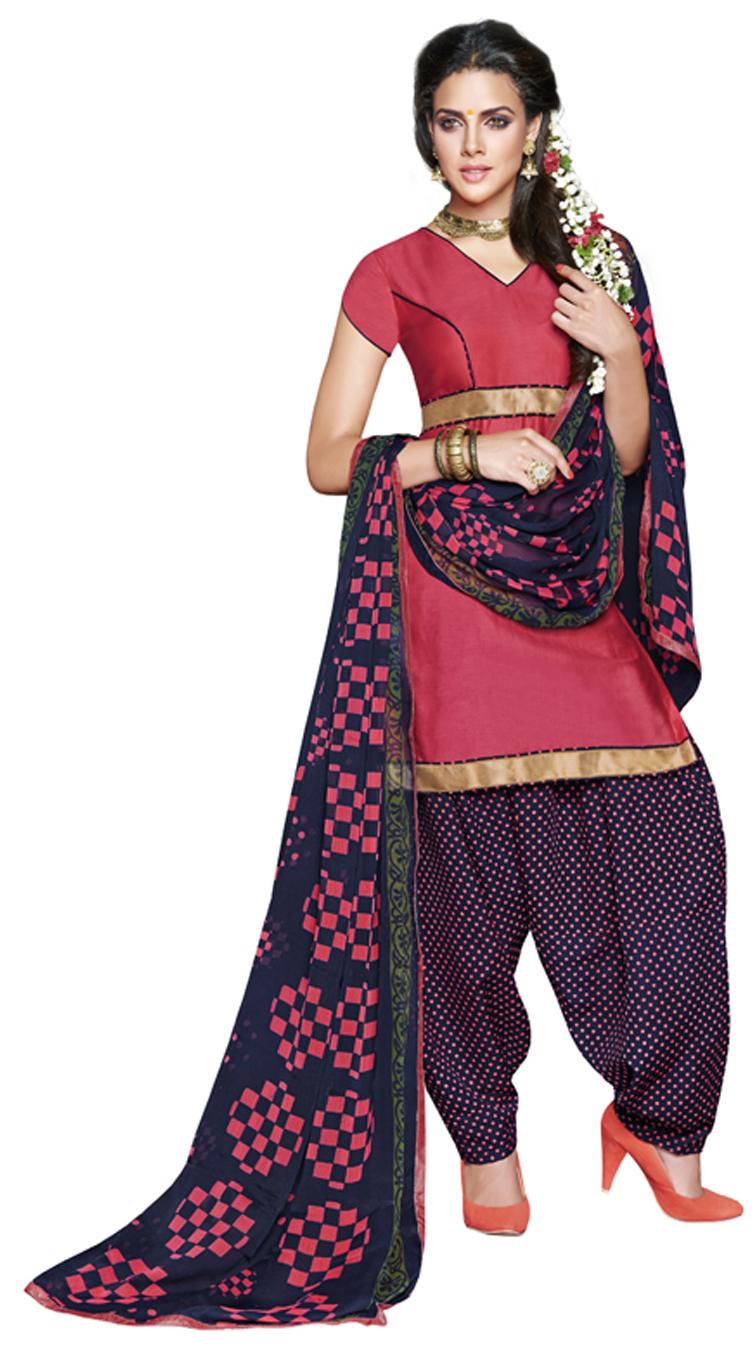 

Florence Pink Cotton Semi Stitched Suit