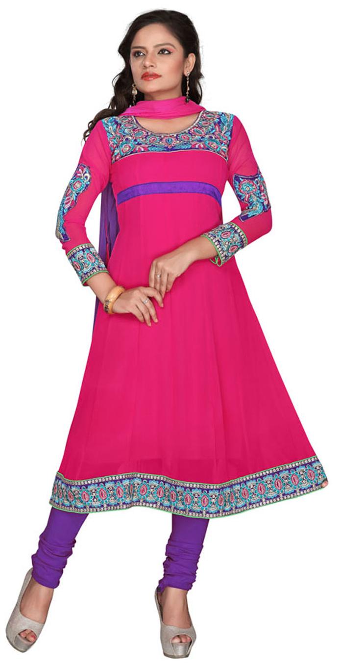 

Florence Pink Georgette Semi Stiched Suit