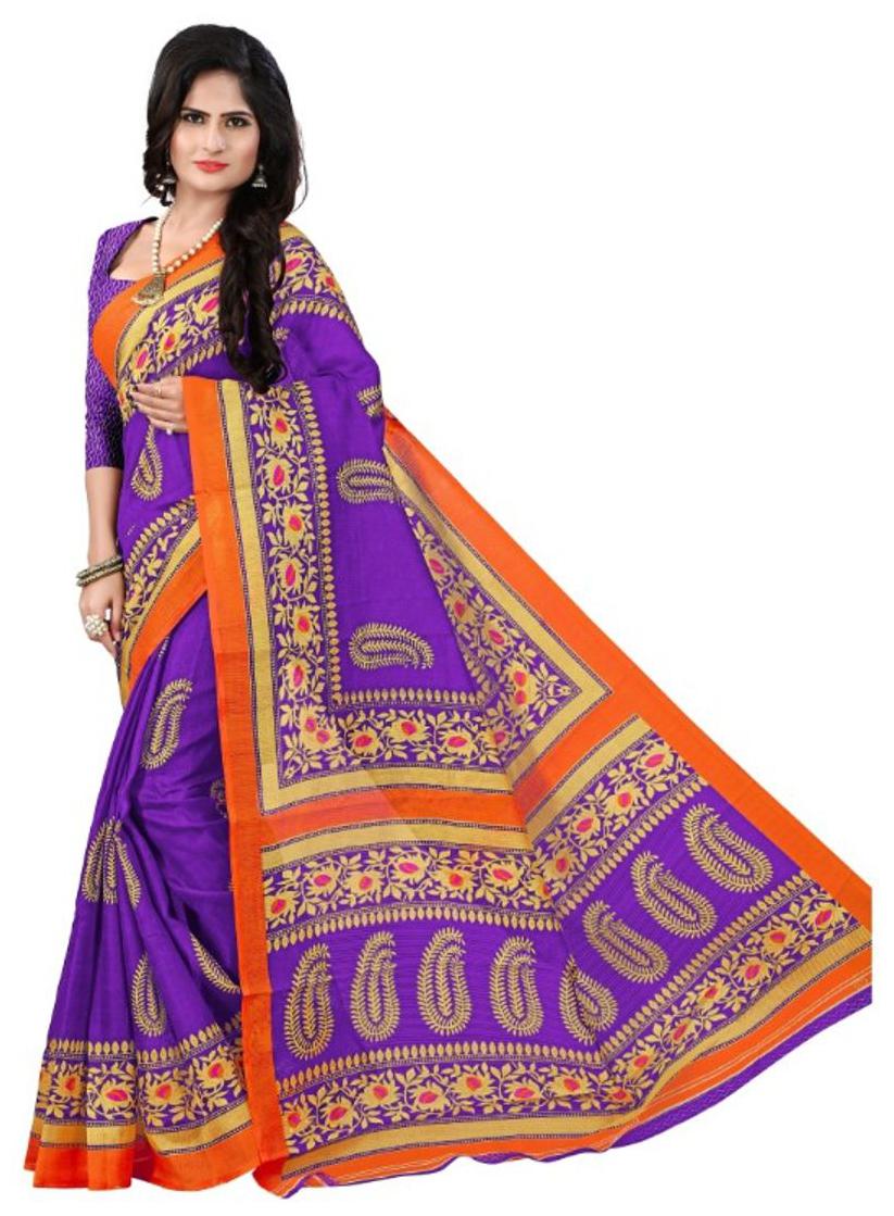 

Florence Purple Bhagalpuri Silk Printed Saree