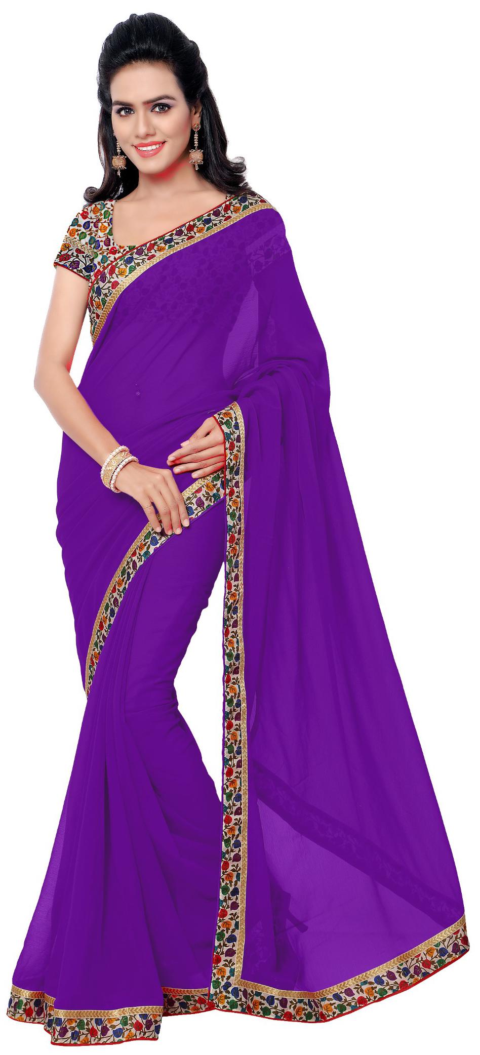 

Florence Purple Solid Universal Regular Saree With blouse