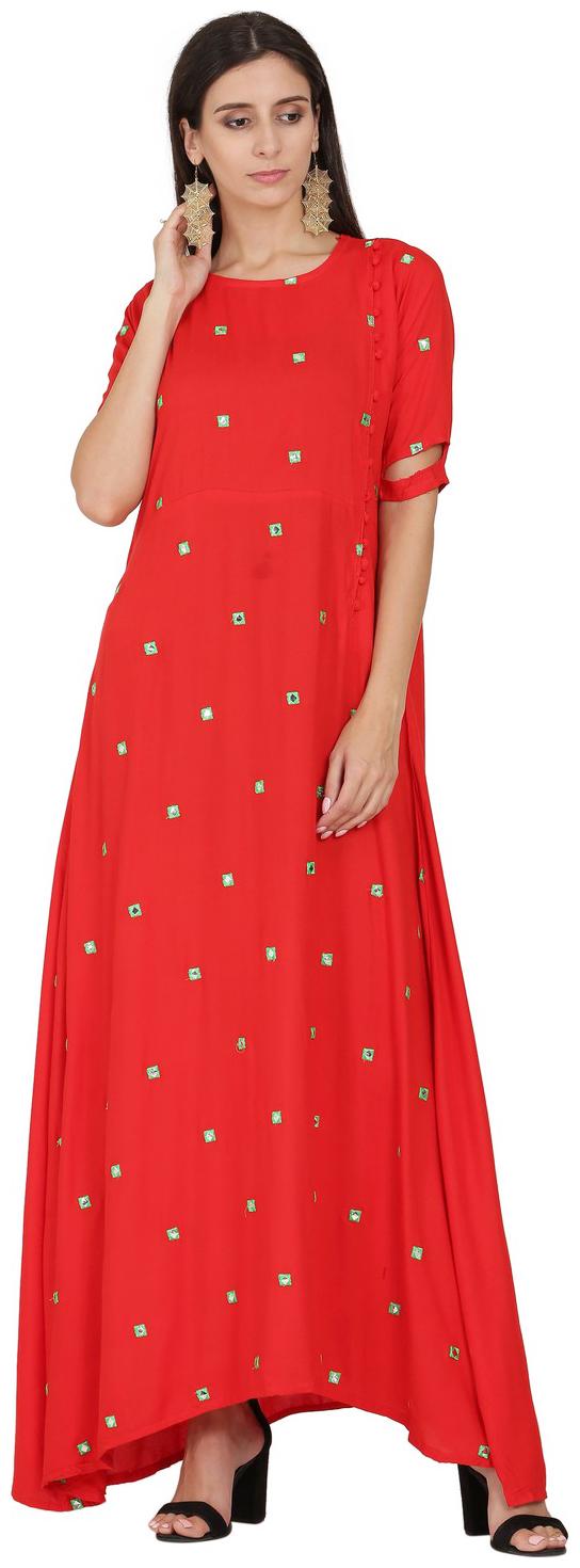 

Florence Rayon Festive Women Kurti Dress Red