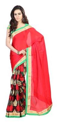 

Florence Red Jaquard Embroidered Saree
