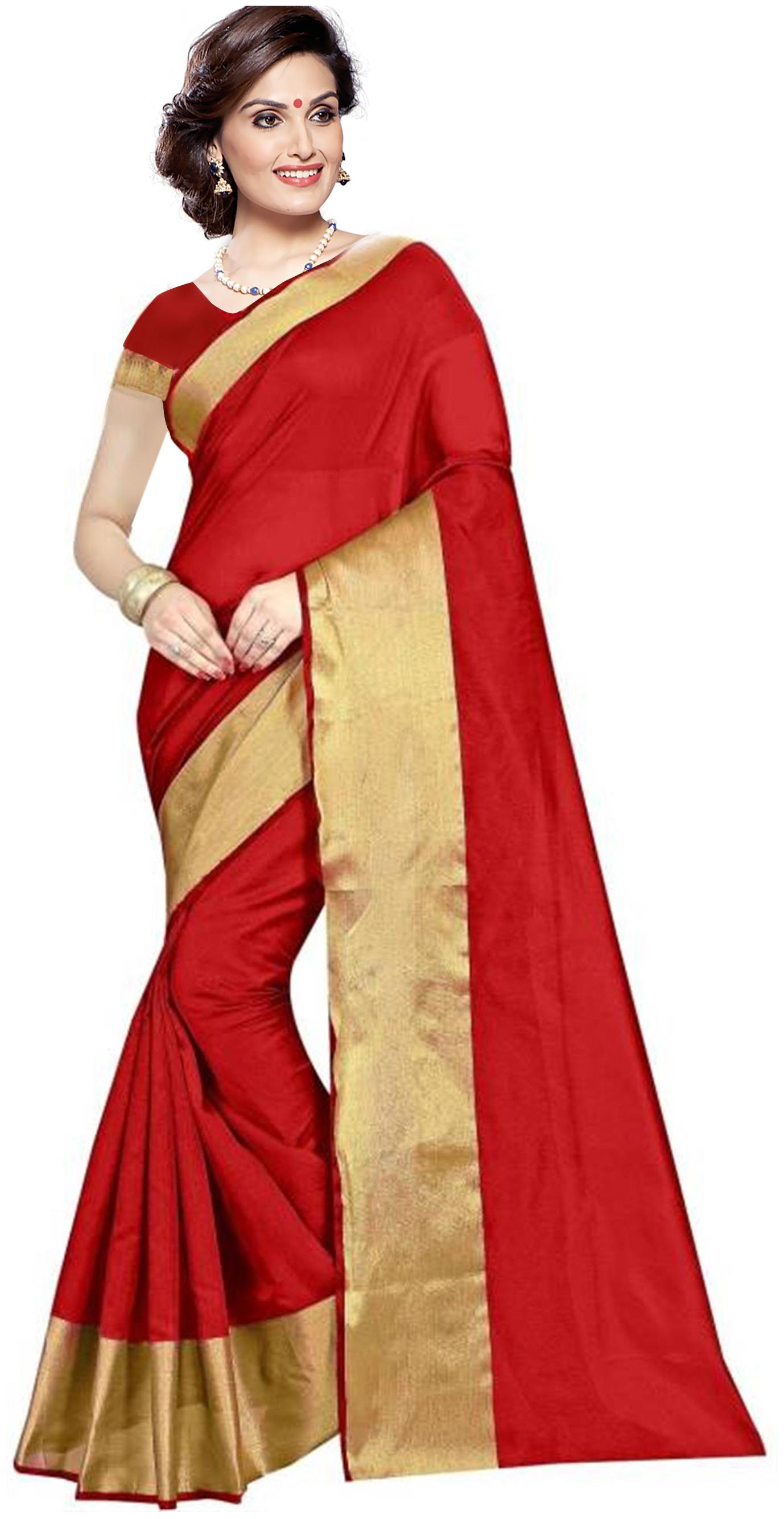 

Florence Red Cotton Silk Printed Saree with Blouse