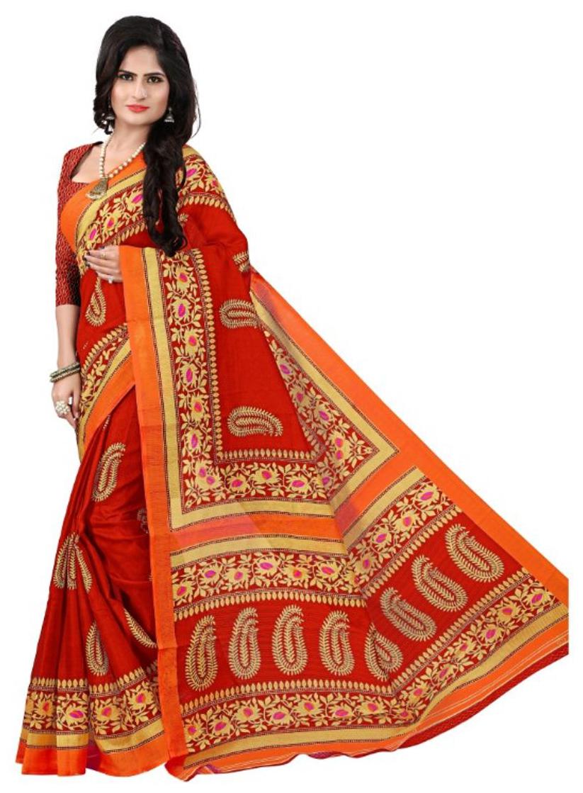

Florence Red Bhagalpuri Silk Printed Saree