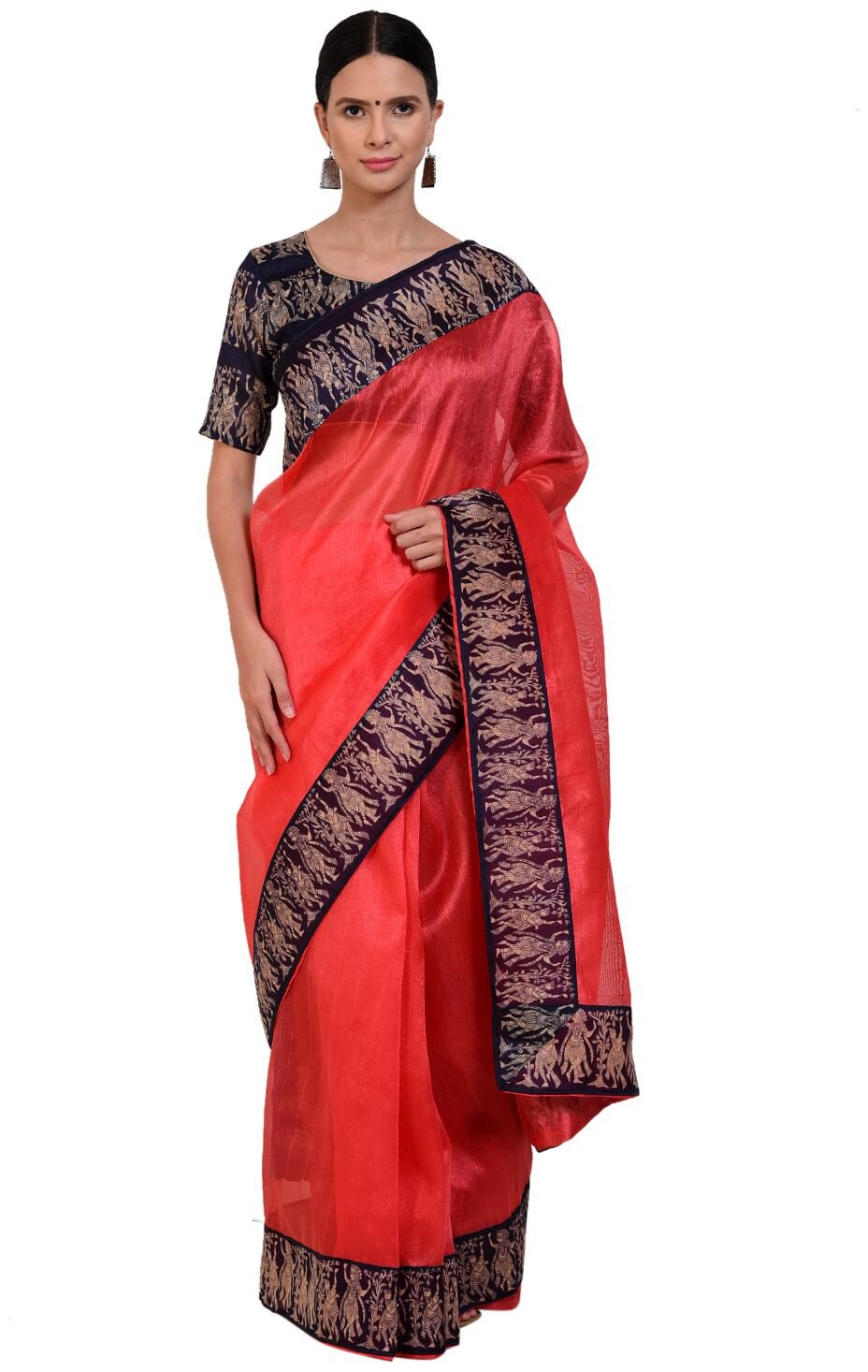 

Florence Silk Wedding Designer Saree With Blouse Peach