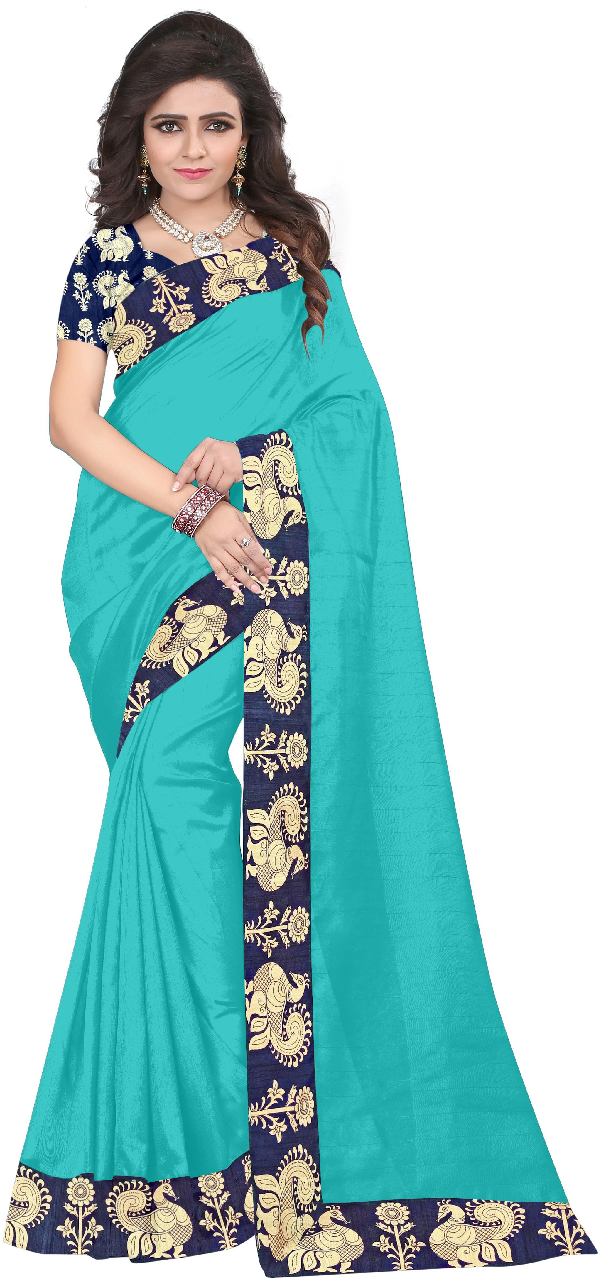 

Florence Silk Festive Universal Saree With Blouse Turquoise