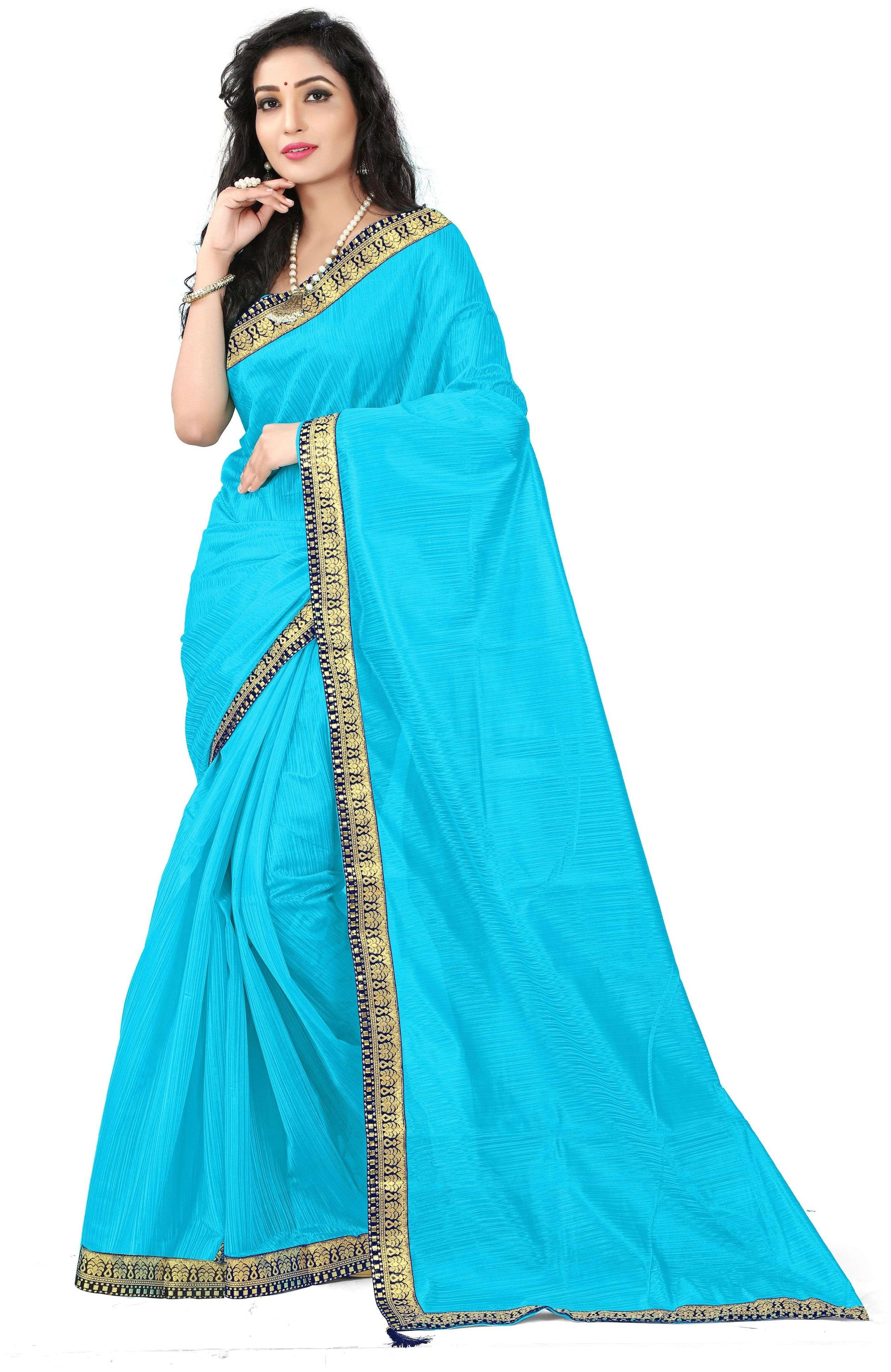 

Florence Sky Blue Art Silk Plain Saree