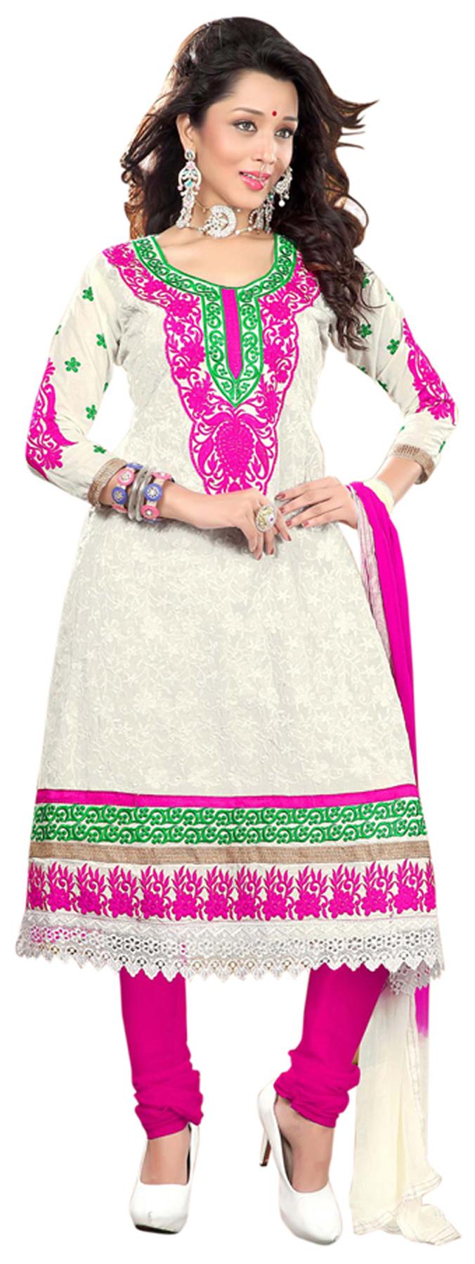 

Florence White And Pink Suit Dress Material