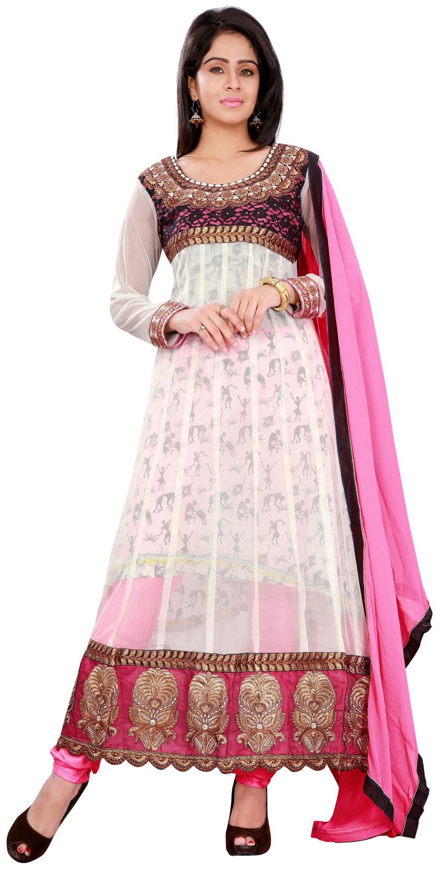 

Florence White Georgette Dress Material