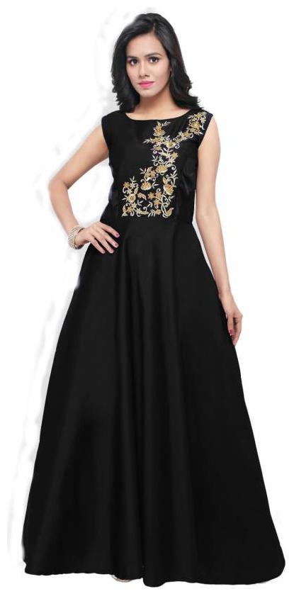 

Florence Women Blended Embroidered Black Gown