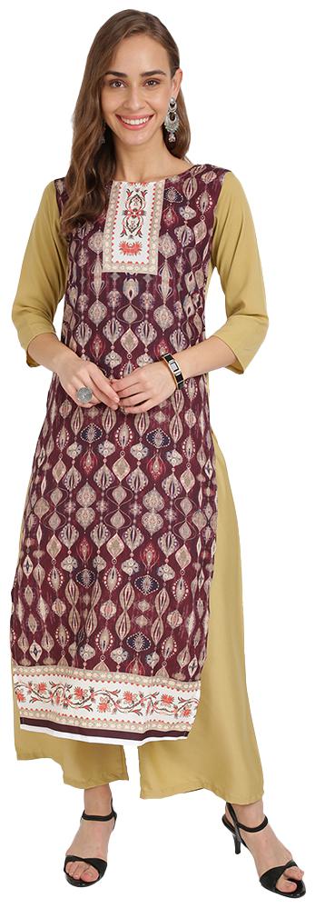 

Florence Women Wine Printed Regular Kurti