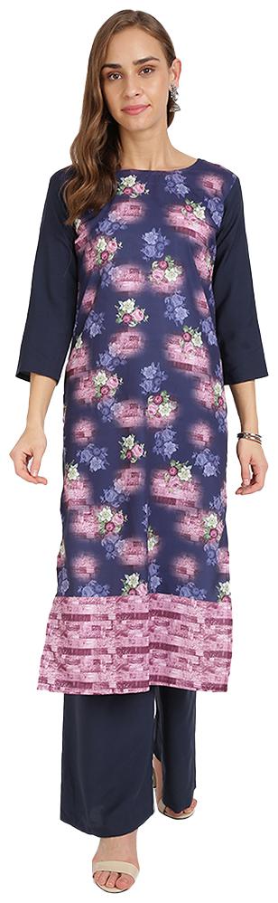 

Florence Women Blue Floral Regular Kurti