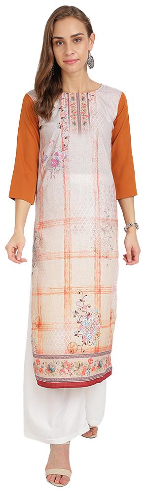 

Florence Women Beige Floral Regular Kurti