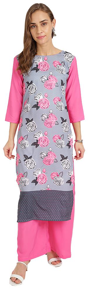 

Florence Women Pink Floral Regular Kurti