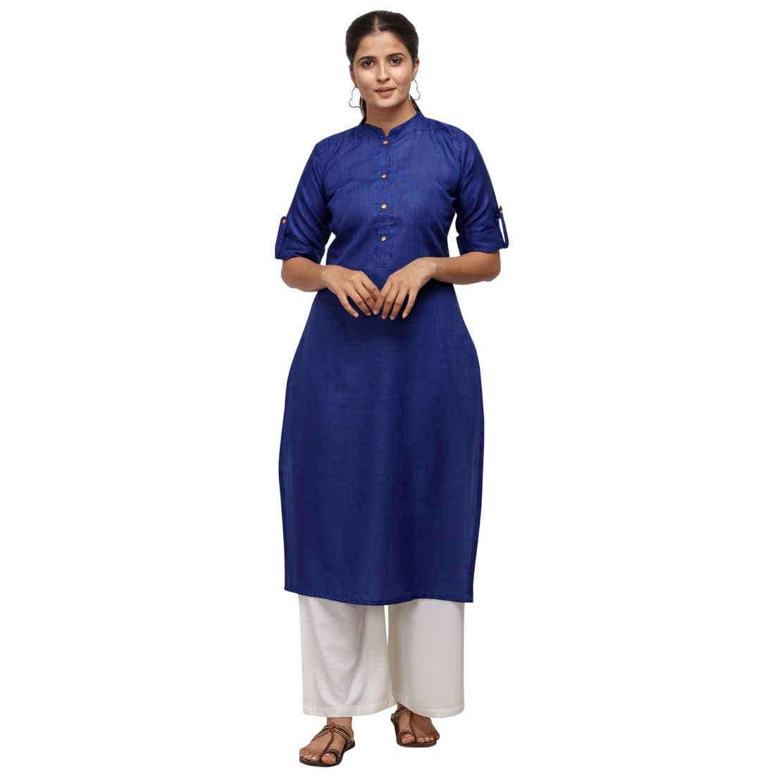 

Florence Women Blue Solid Straight Kurta