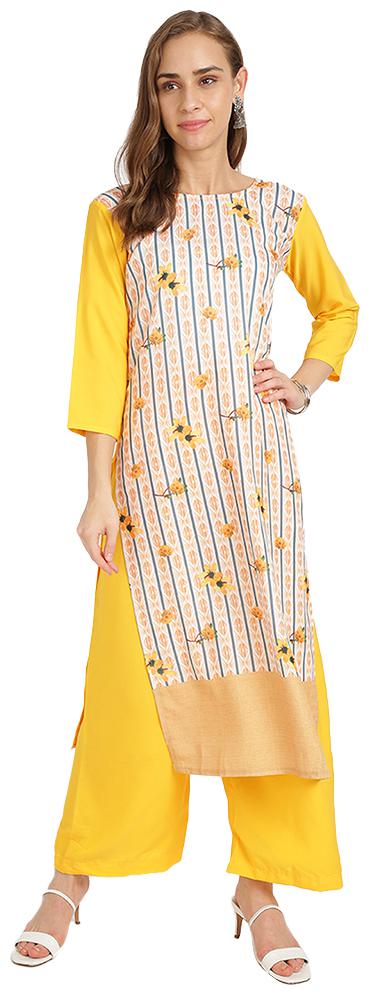 

Florence Women Yellow Floral Regular Kurti