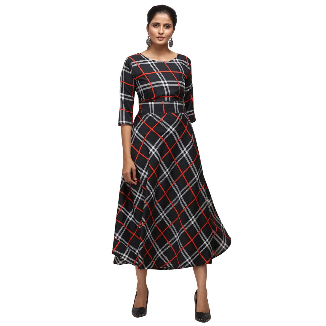 

Florence Black Checked Fit flare dress