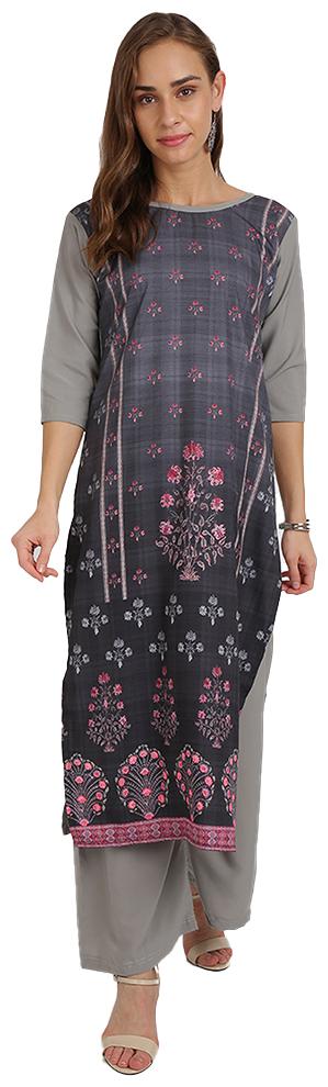 

Florence Women Grey Floral Regular Kurti