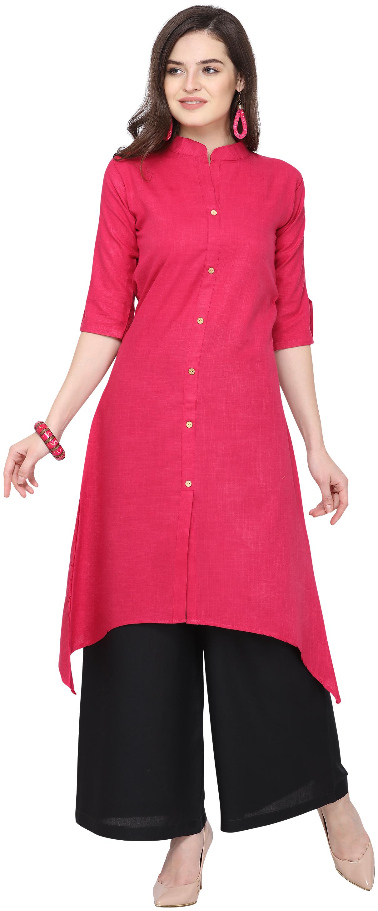 

Florence Women Pink Solid Assymetrical Kurta