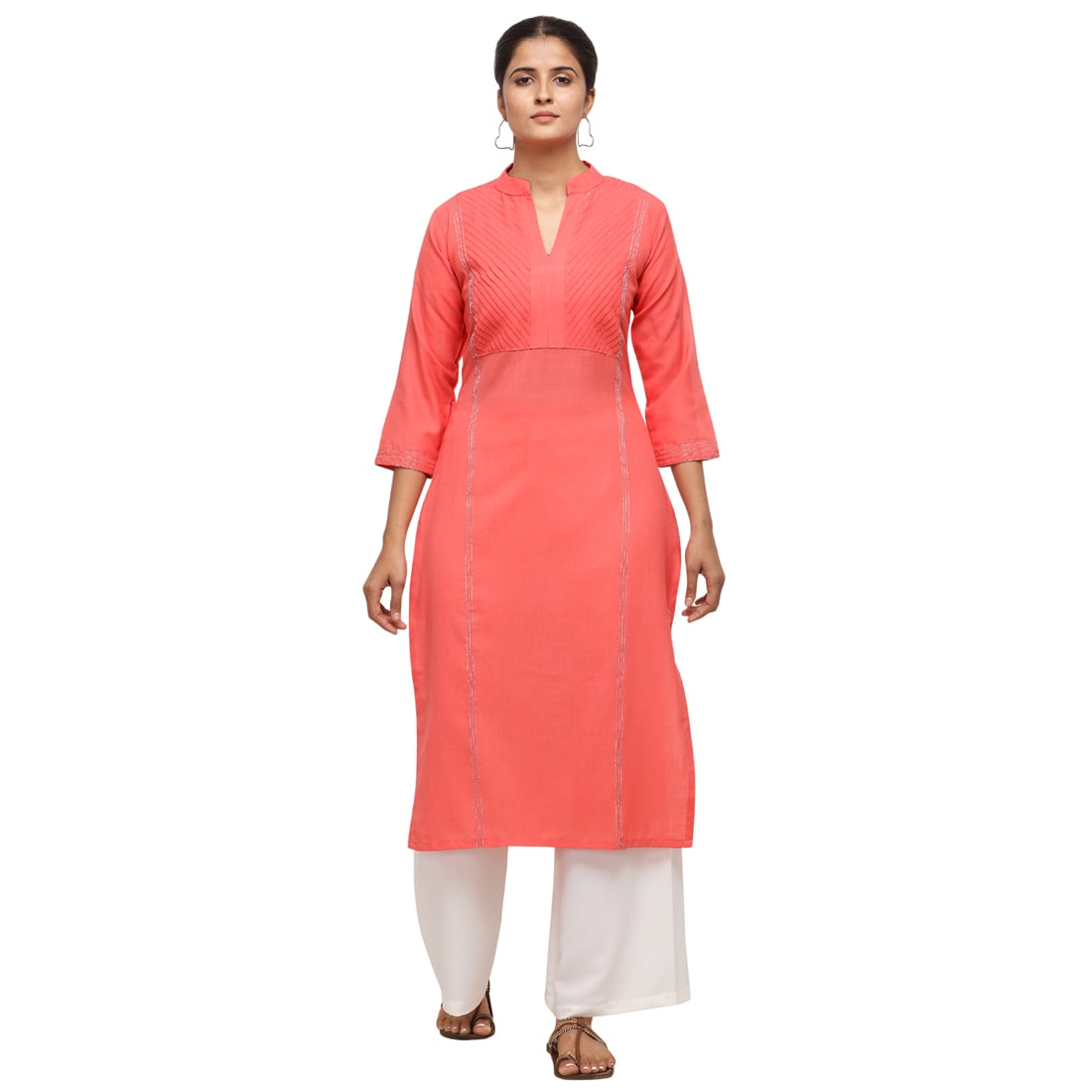 

Florence Women Peach Solid Straight Kurta