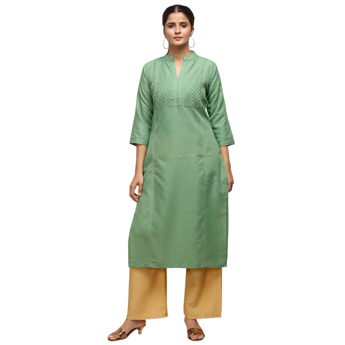 

Florence Women Green Solid Straight Kurta