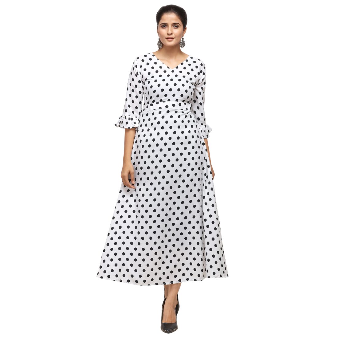 

Florence White Polka dots Fit flare dress