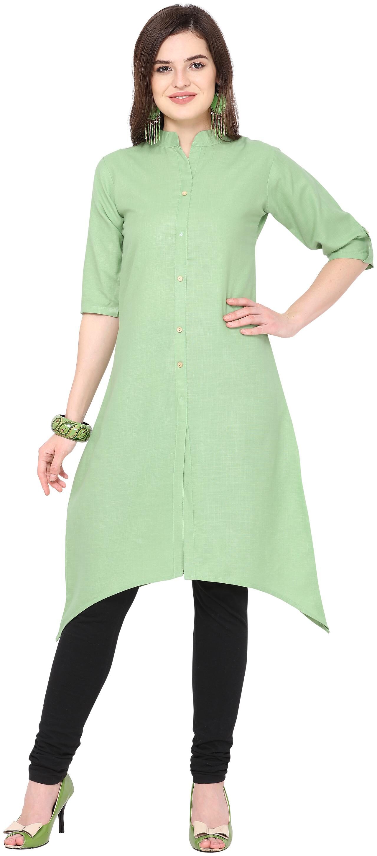 

Florence Women Green Solid Assymetrical Kurta