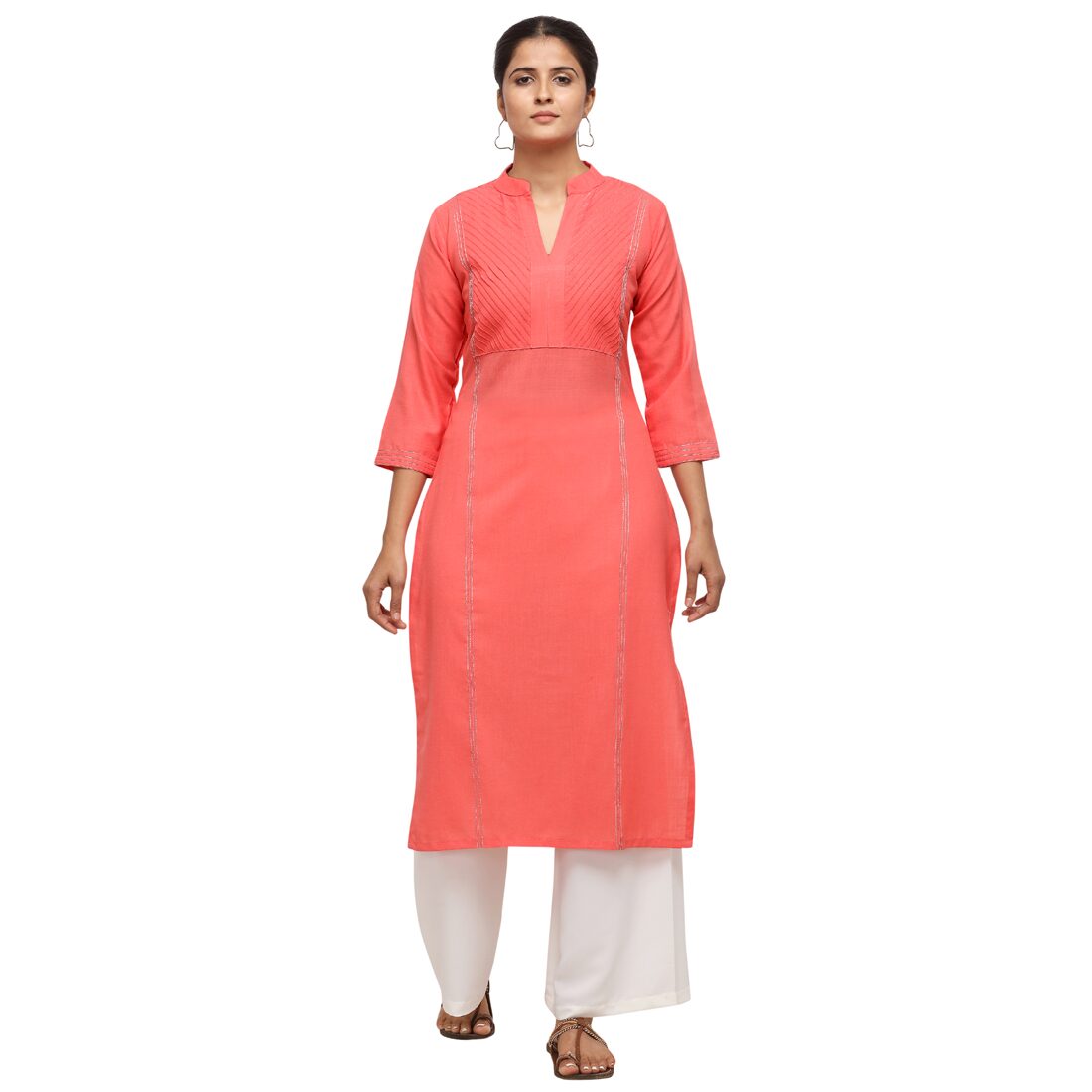 

Florence Women Peach Solid Straight Kurta