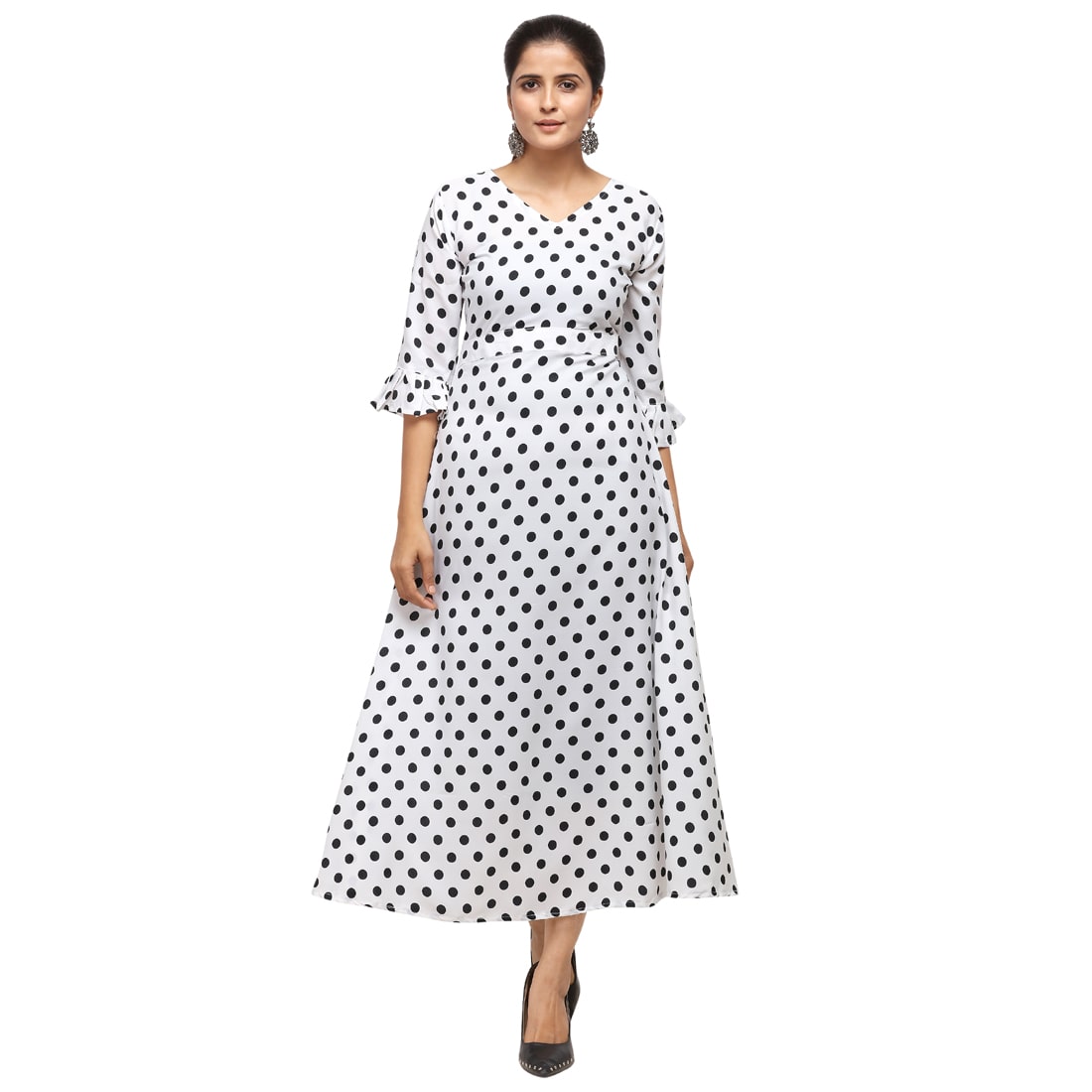 

Florence White Polka dots Fit flare dress