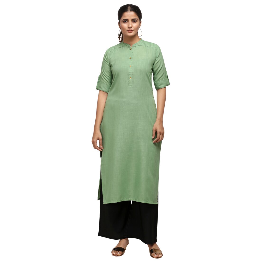 

Florence Women Green Solid Straight Kurta