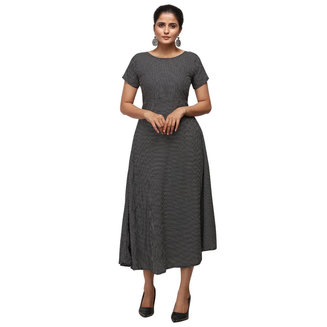 

Florence Black Polka dots Fit flare dress
