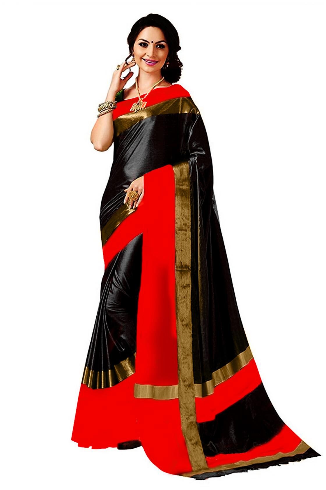 

Florence Women Artificial Silk Regular Saree (Black)