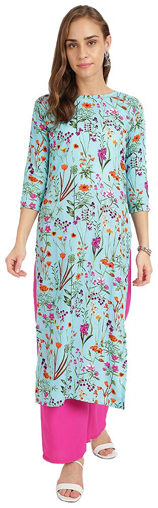 

Florence Women Blue Floral Regular Kurti