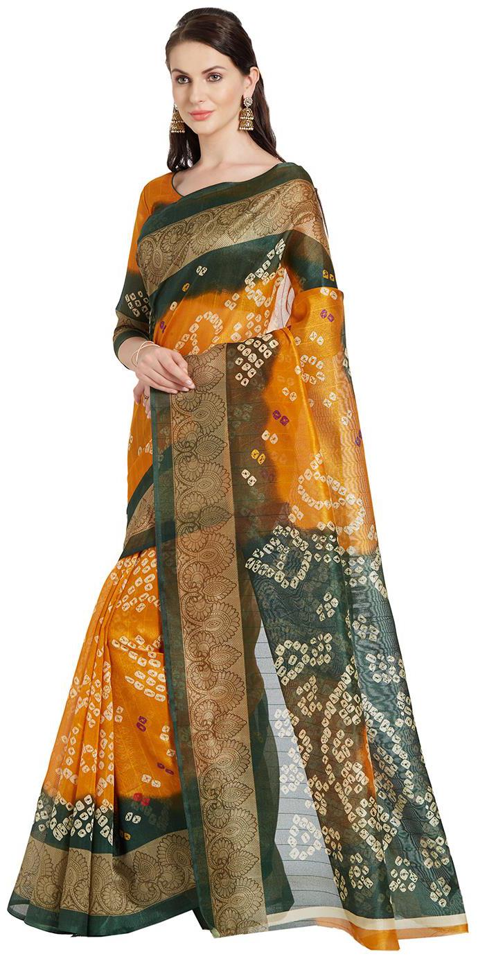 

Florence Yellow Bhagalpuri Silk Printed Saree with Blouse