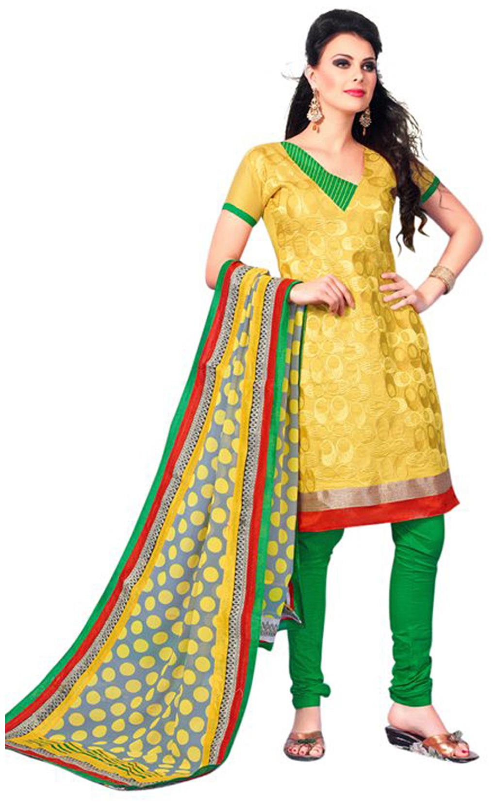 

Florence Yellow Cotton Dress Material
