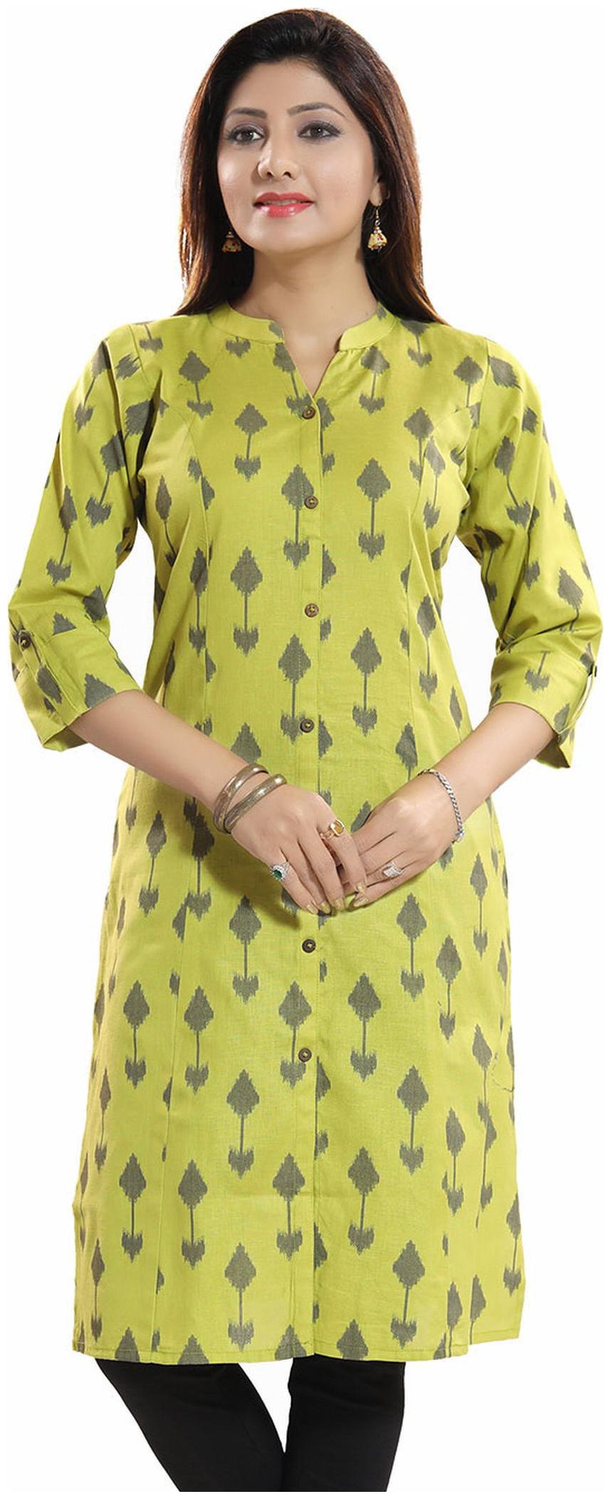 

Florescent Green Long Princess Cut Printed Kurti