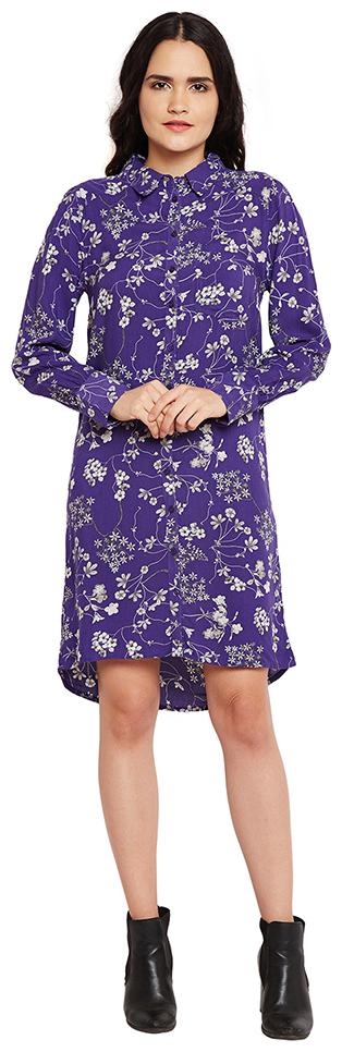 

OXOLLOXO Purple Printed Shirt dress