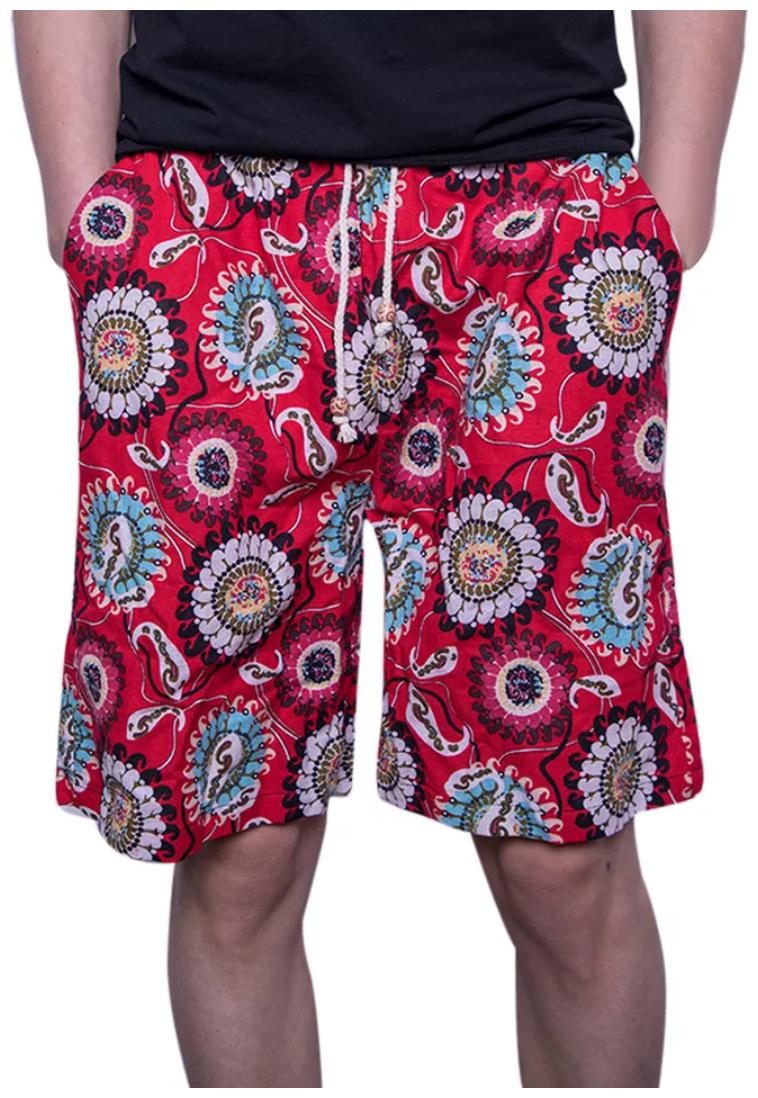 

Flozum Casual Mens Shorts For Men In Floral Print Design In Red Color
