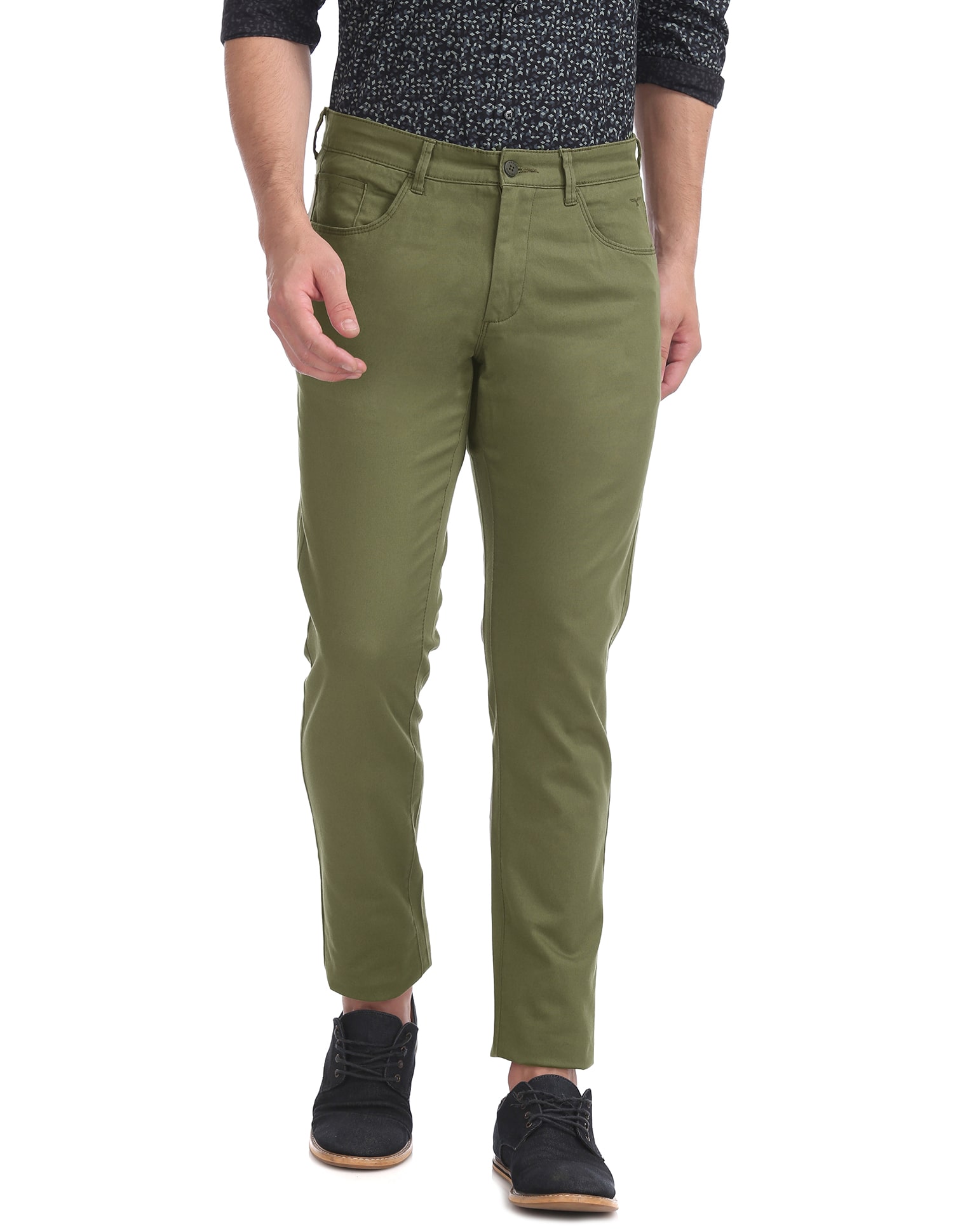 Flying Machine Super Slim Fit Solid Trousers