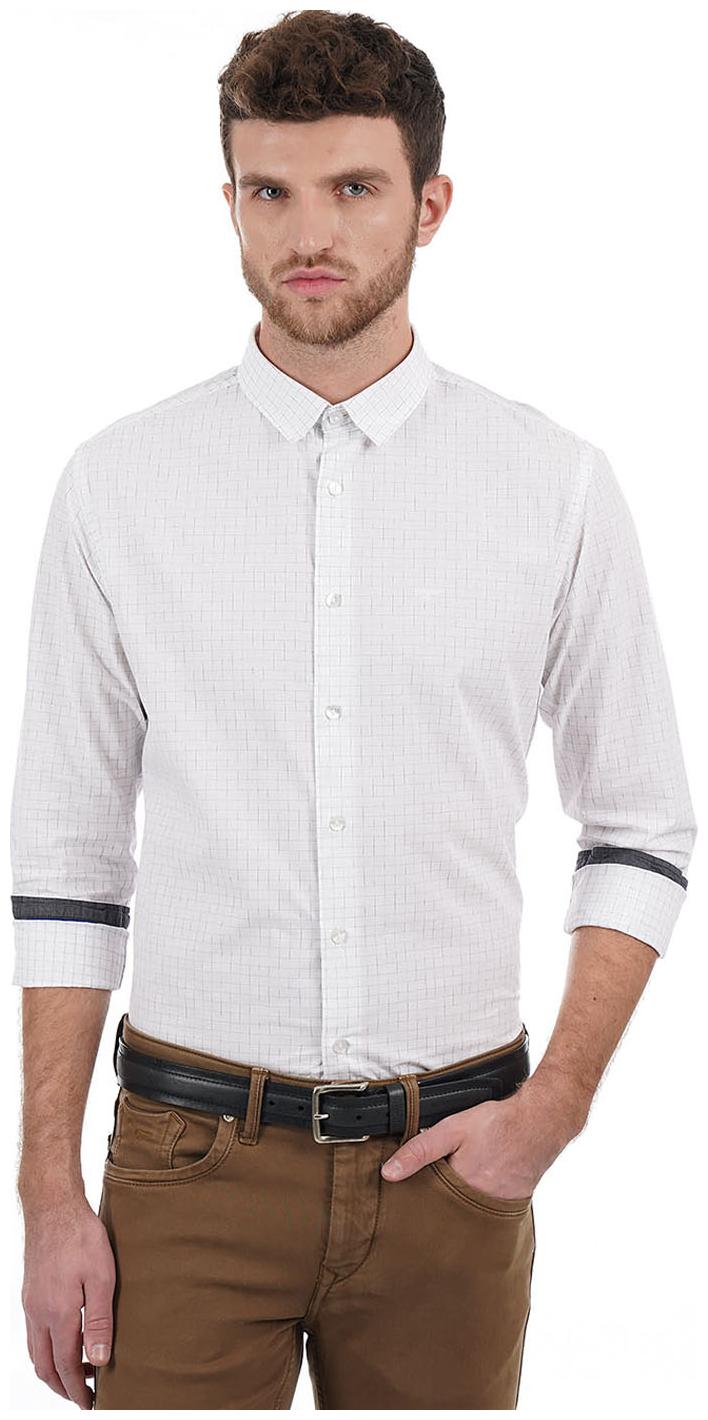 

Flying Machine Men White Checked Regular Fit Casual Shirt