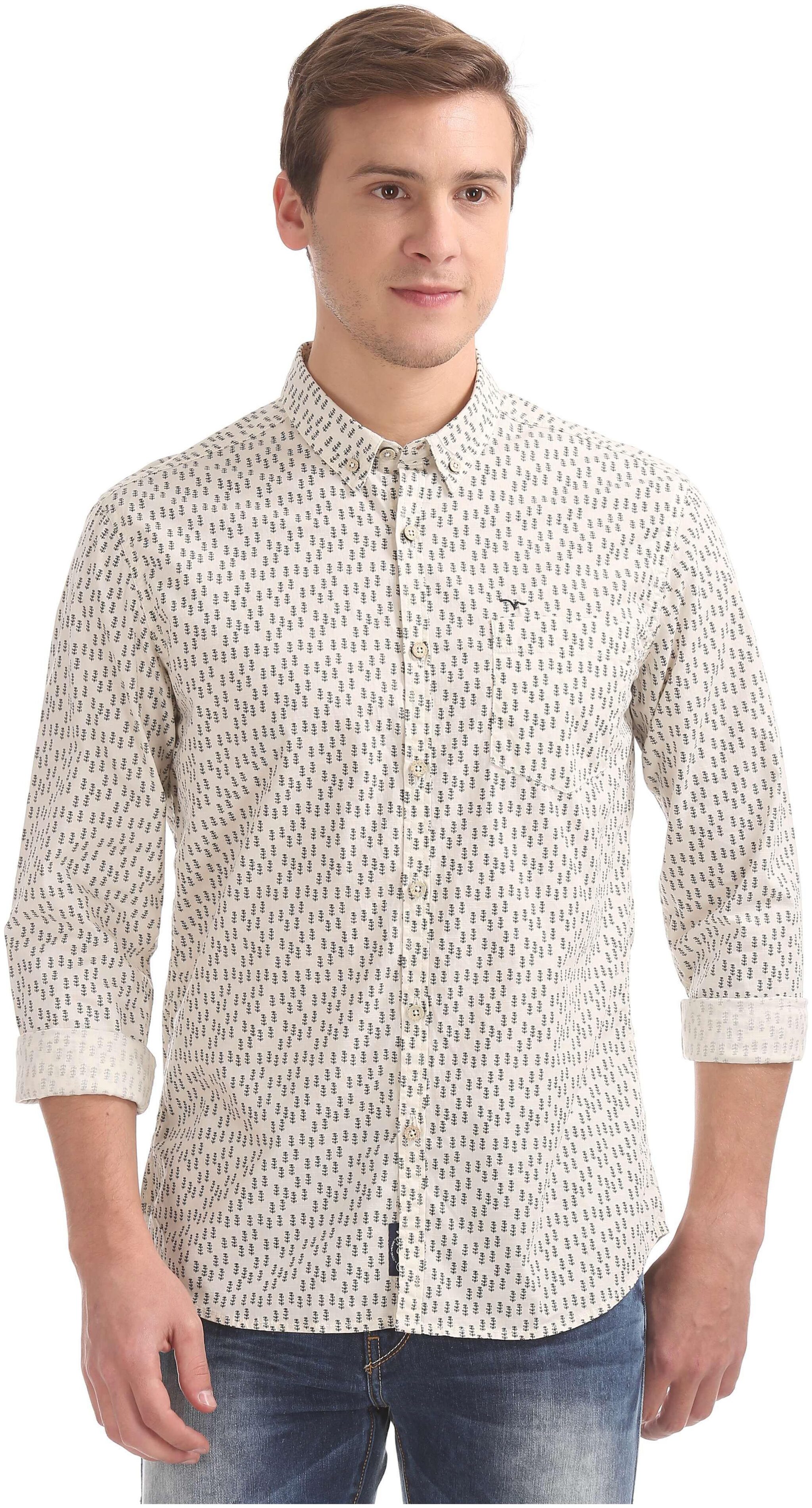 

Flying Machine Men White Printed Regular Fit Casual Shirt