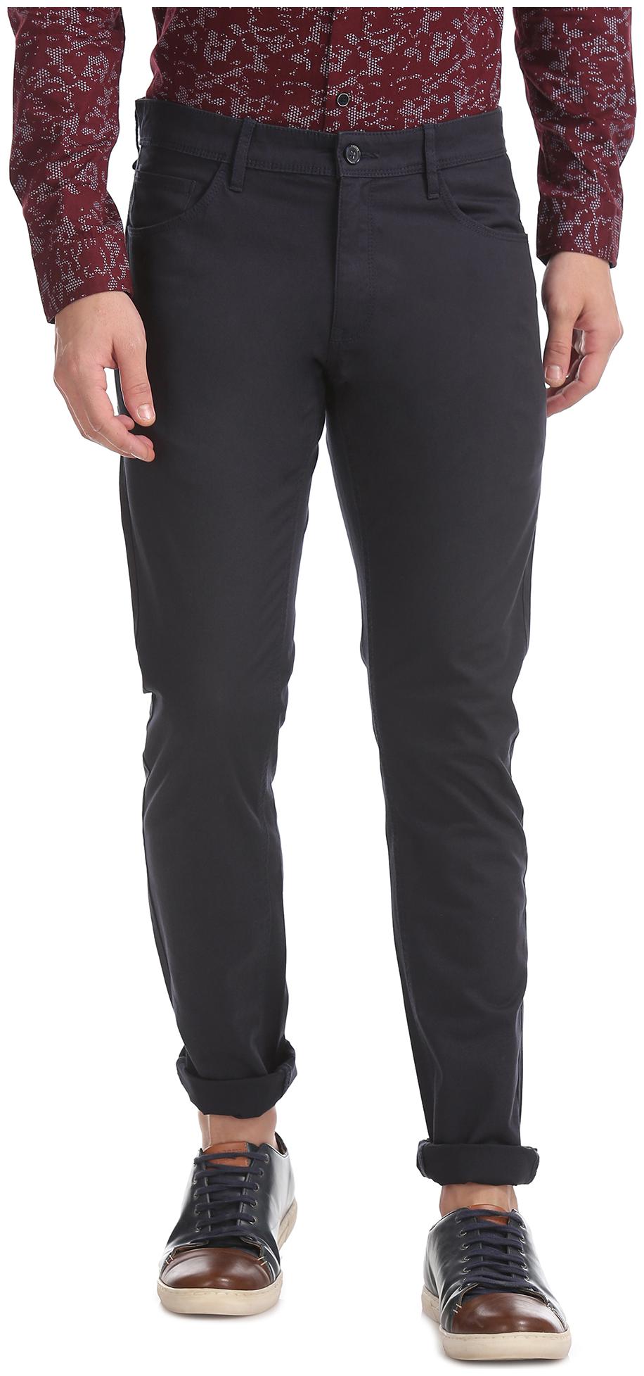 

Flying Machine Men Blue Solid Slim fit Regular trousers