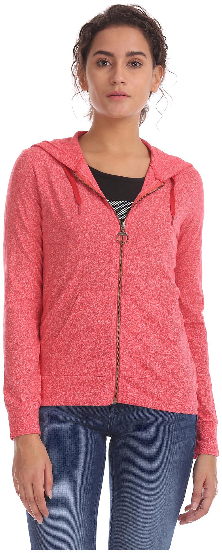 

Flying Machine Women Solid Hoodie - Pink