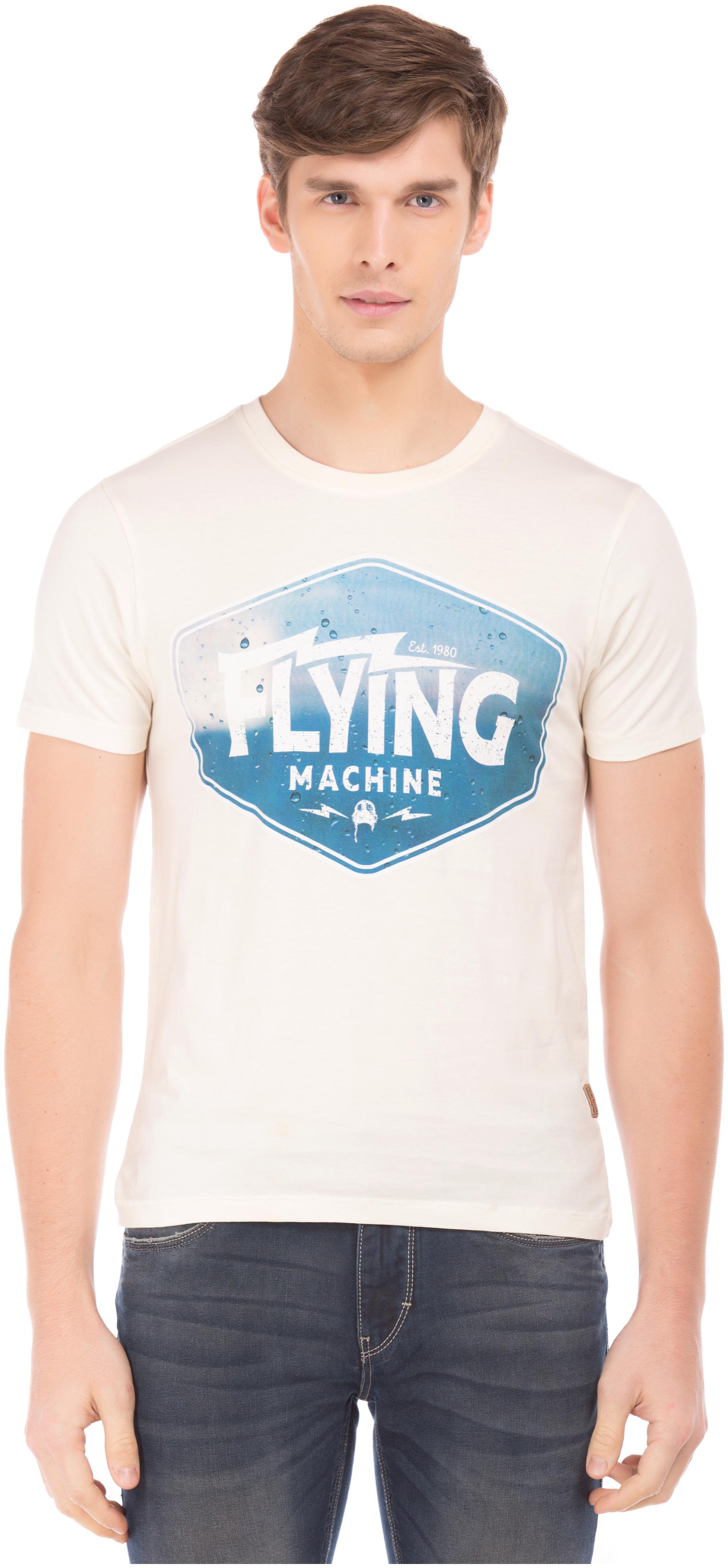 

Flying Machine Men White Regular fit Cotton Round neck T-Shirt - Pack Of 1
