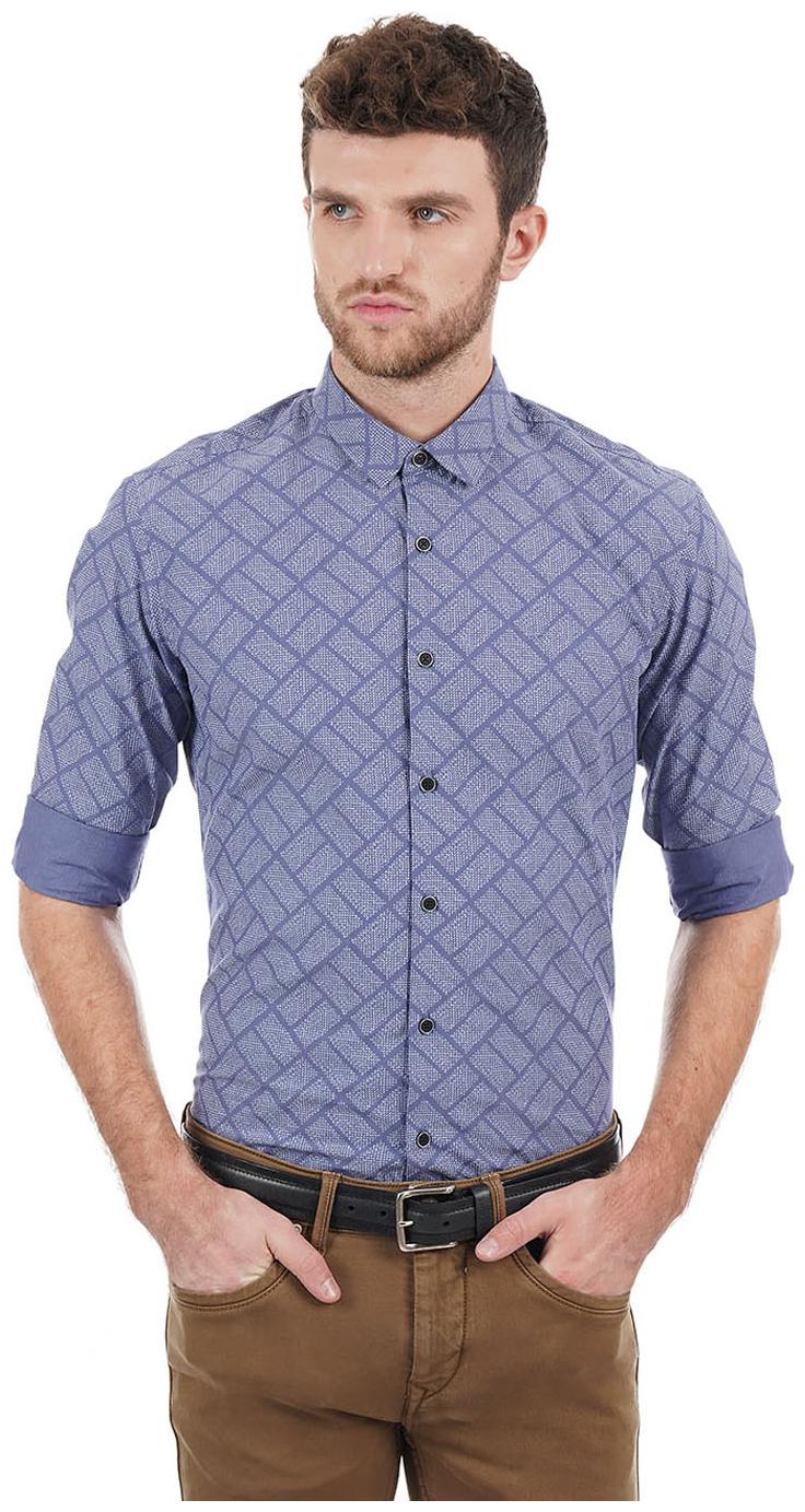 

Flying Machine Men Purple Printed Regular Fit Casual Shirt