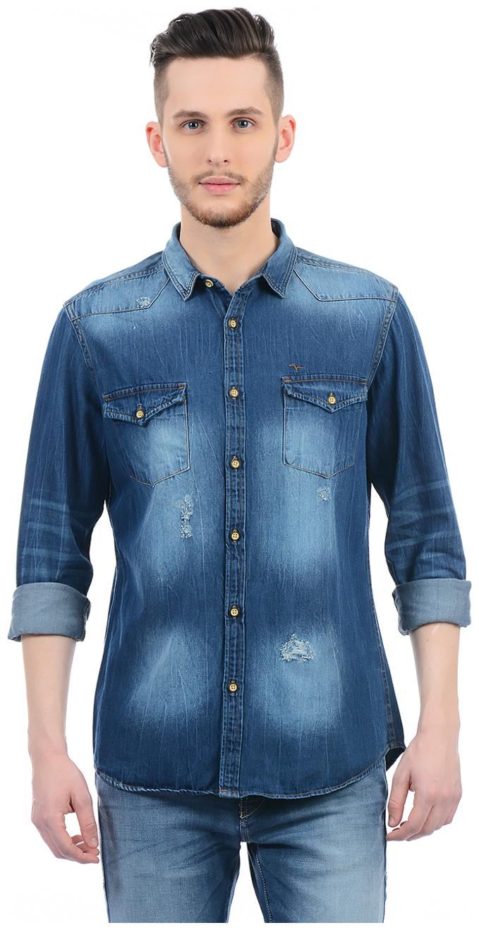 

Flying Machine Men Blue Solid Slim Fit Casual Shirt