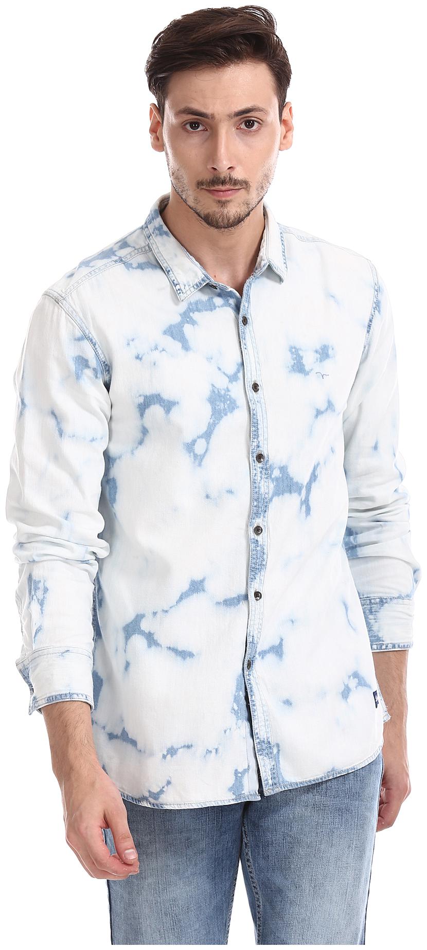 

Flying Machine Men Blue Solid Regular Fit Casual Shirt