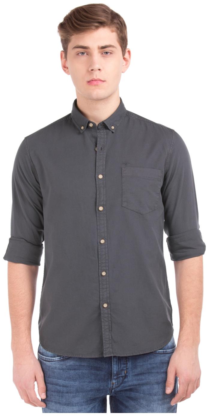 

Flying Machine Men Grey Solid Regular Fit Casual Shirt